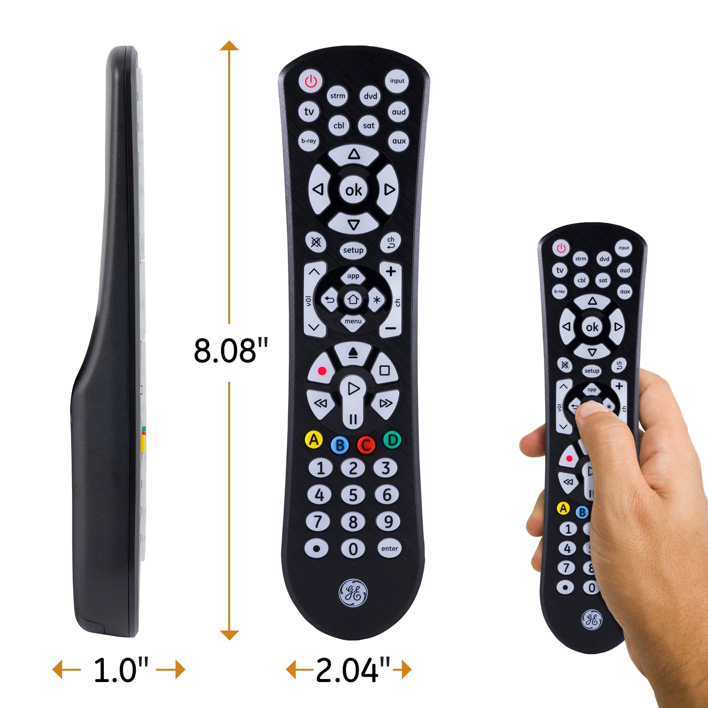 GE 8-Device Backlit Universal TV Remote Control in Black, 41567