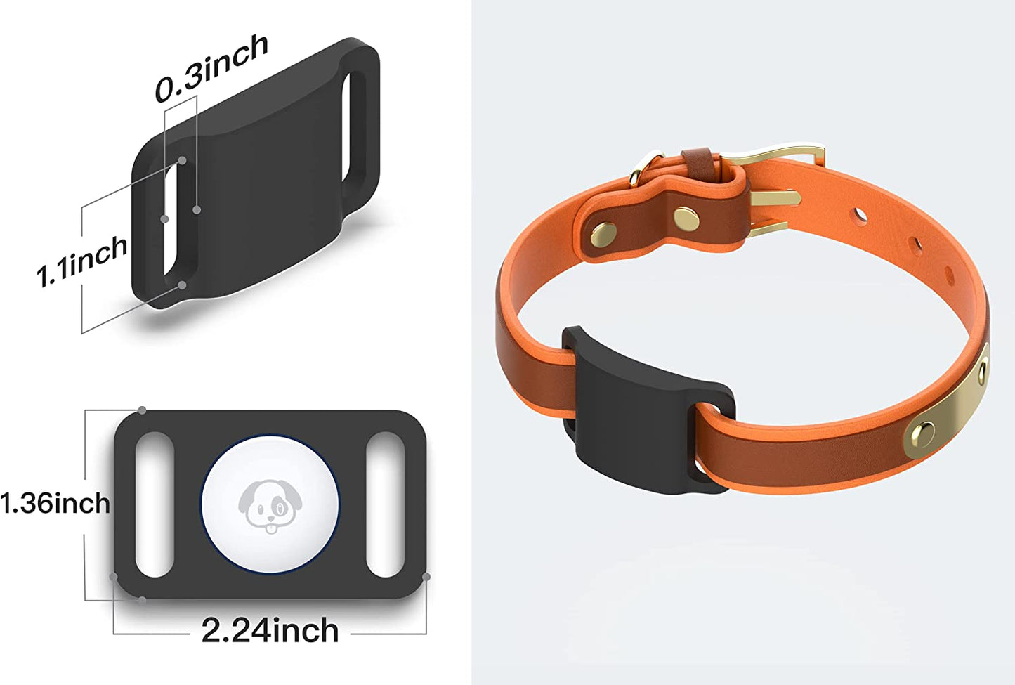 IPX7 Waterproof Airtag Holder, 2 Packs Airtag Dog Collar Holder Fit for Dog Cat Collar Pet Loop Air Tag Holder Accessories, anti Scratch Silicone Case Lightweight Soft (Black)