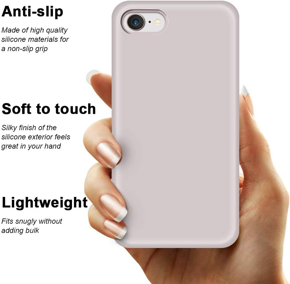 Case for Iphone SE 2022/2020, for Iphone 8 Case, for Iphone 7, Non-Slip Liquid Silicone Gel Rubber Bumper Phone Cover Soft Microfiber Lining Hard Shockproof Protective Cover 4.7", Lavender
