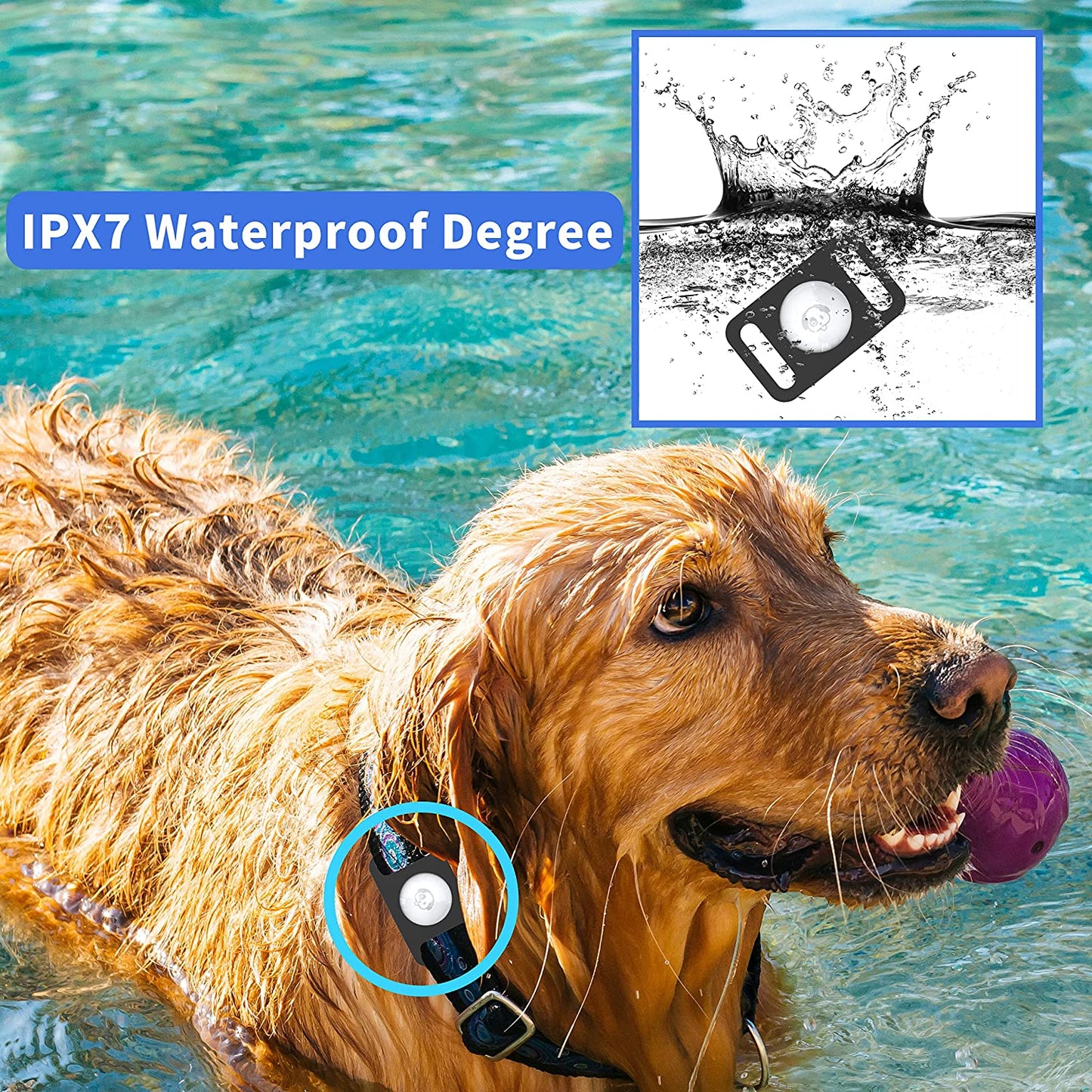 IPX7 Waterproof Airtag Holder, 2 Packs Airtag Dog Collar Holder Fit for Dog Cat Collar Pet Loop Air Tag Holder Accessories, anti Scratch Silicone Case Lightweight Soft (Black)