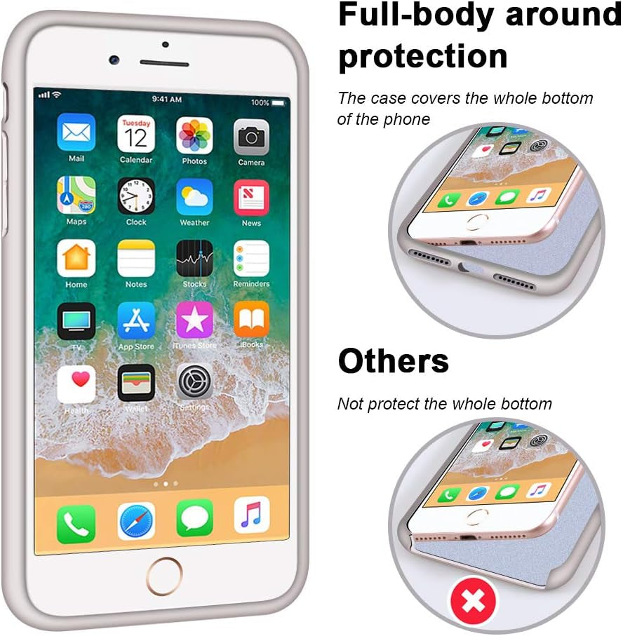 Case for Iphone SE 2022/2020, for Iphone 8 Case, for Iphone 7, Non-Slip Liquid Silicone Gel Rubber Bumper Phone Cover Soft Microfiber Lining Hard Shockproof Protective Cover 4.7", Lavender