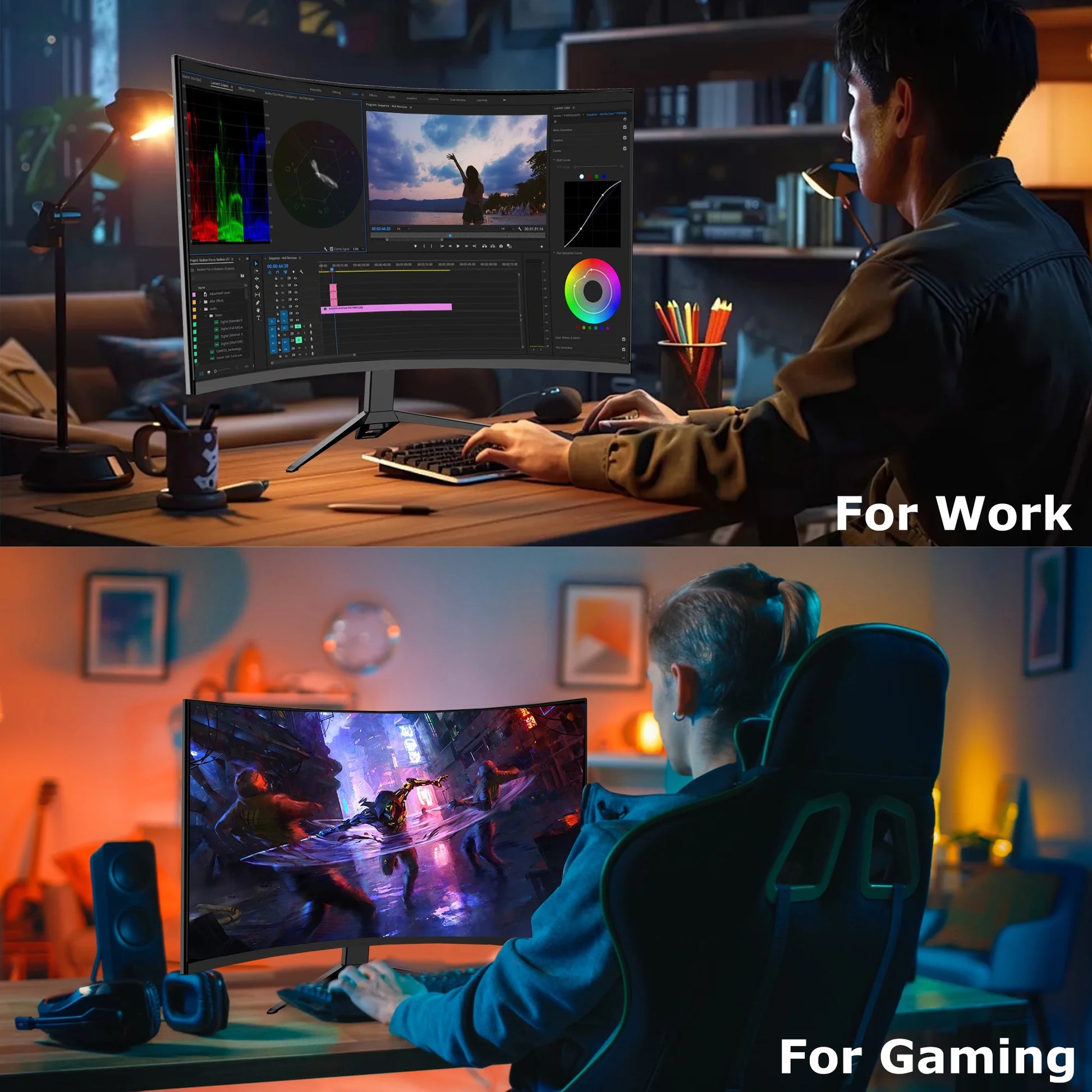 27" QHD2K Curved Gaming Monitor,165Hz/144Hz Computer Monitor,1Ms, Hdr,Built-In Speakers,2560X1440 for Office