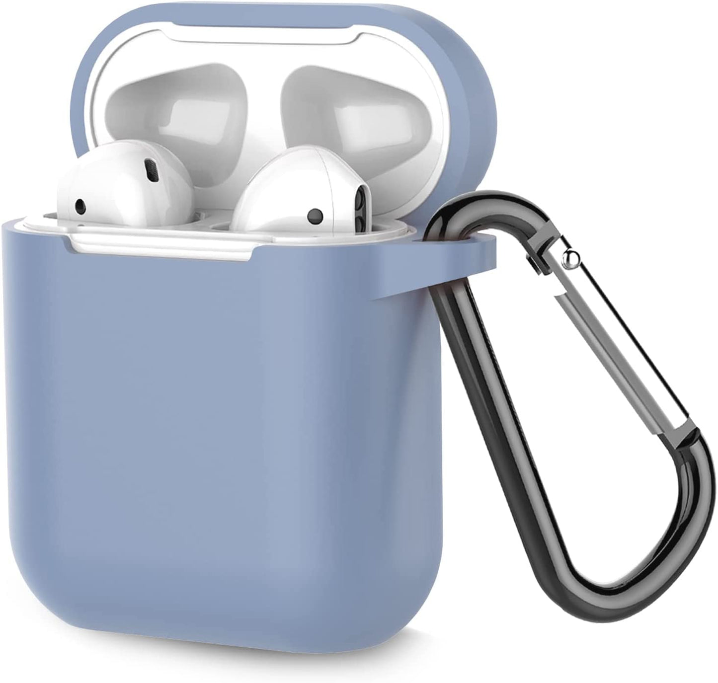 Protective Silicone Case with Keychain for Apple Airpods 1 & 2 (Front LED Not Visible) Alaskan Blue