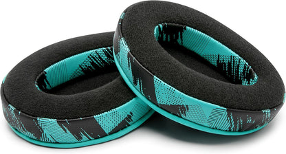 Padz Velour - the Ultimate Upgraded Earpads by Wicked Cushions - Compatible with Audio Technica, Hyperx, Steelseries Arctis - Extra Thick - Bigger Opening - Soft Memory Foam | (Speed Racer Cyan)