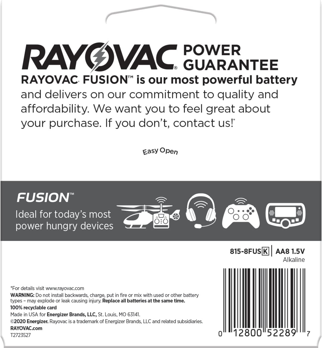 Fusion AA Batteries, Premium Alkaline Double a Batteries (8 Battery Count)