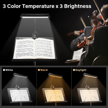 Rechargeable Music Stand Light - Clip - on for Musicians' Piano, 9 - Level Dimmable, Portable, USB - C, for Piano, Orchestra, Podium, Easel