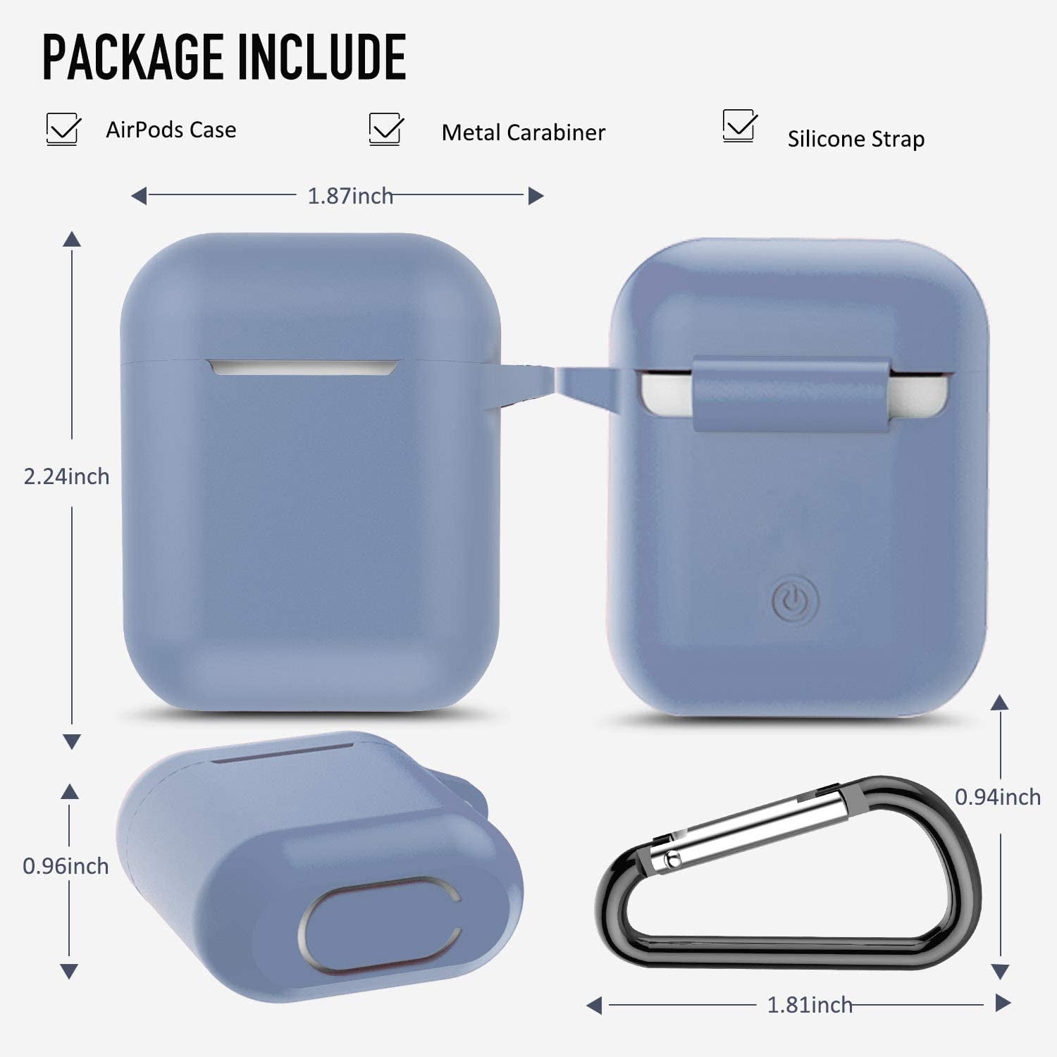 Protective Silicone Case with Keychain for Apple Airpods 1 & 2 (Front LED Not Visible) Alaskan Blue