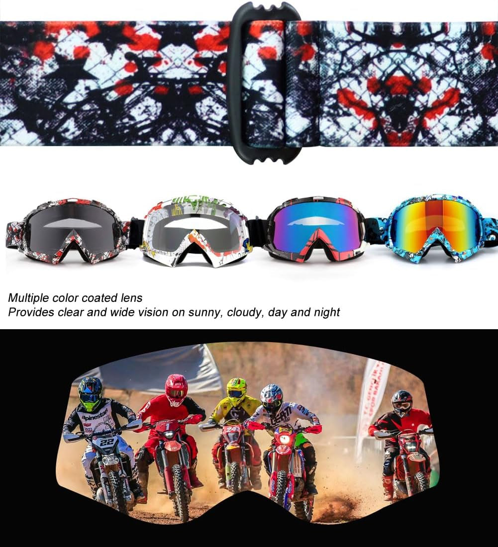 Dirt Bike ATV Goggles UV400 Motorcycle Goggles for Men Women Youth Motocross Riding Goggles Windproof Dustproof