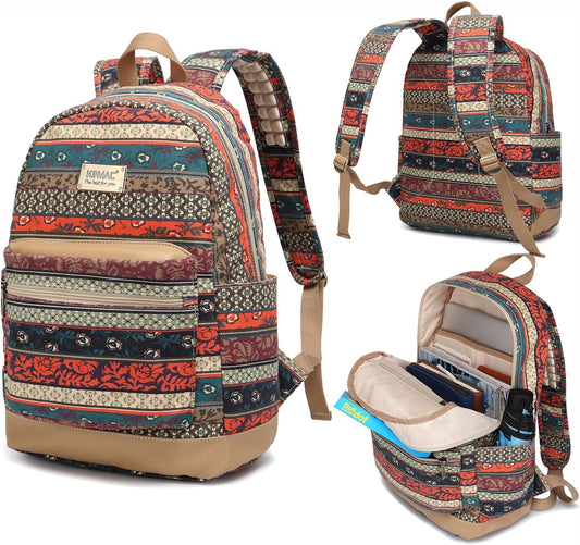 New Bohemian Laptop Backpack with Massage Cushioned Straps Travel Outdoor Backpack for Laptop up to 15.6 Inch