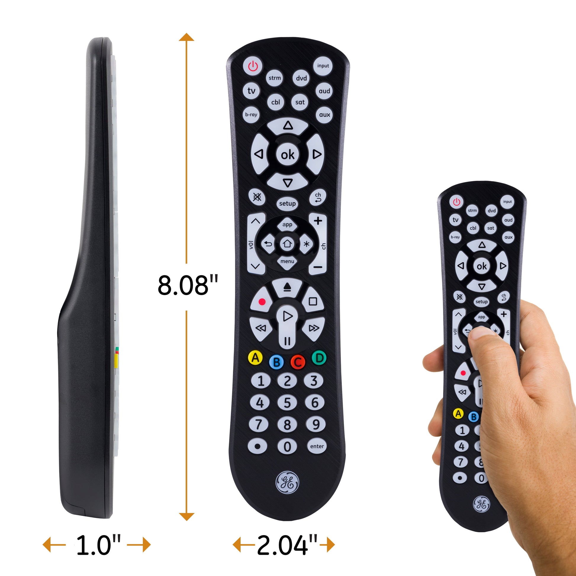 GE 8-Device Backlit Universal TV Remote Control in Black, 41567