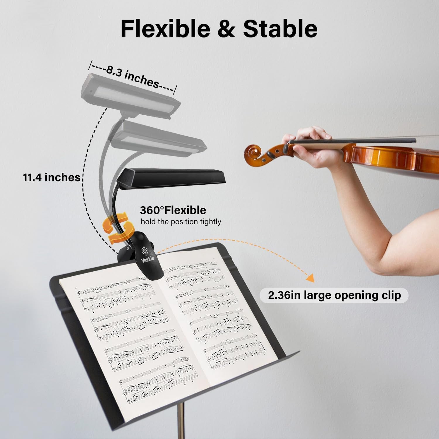 Rechargeable Music Stand Light - Clip - on for Musicians' Piano, 9 - Level Dimmable, Portable, USB - C, for Piano, Orchestra, Podium, Easel