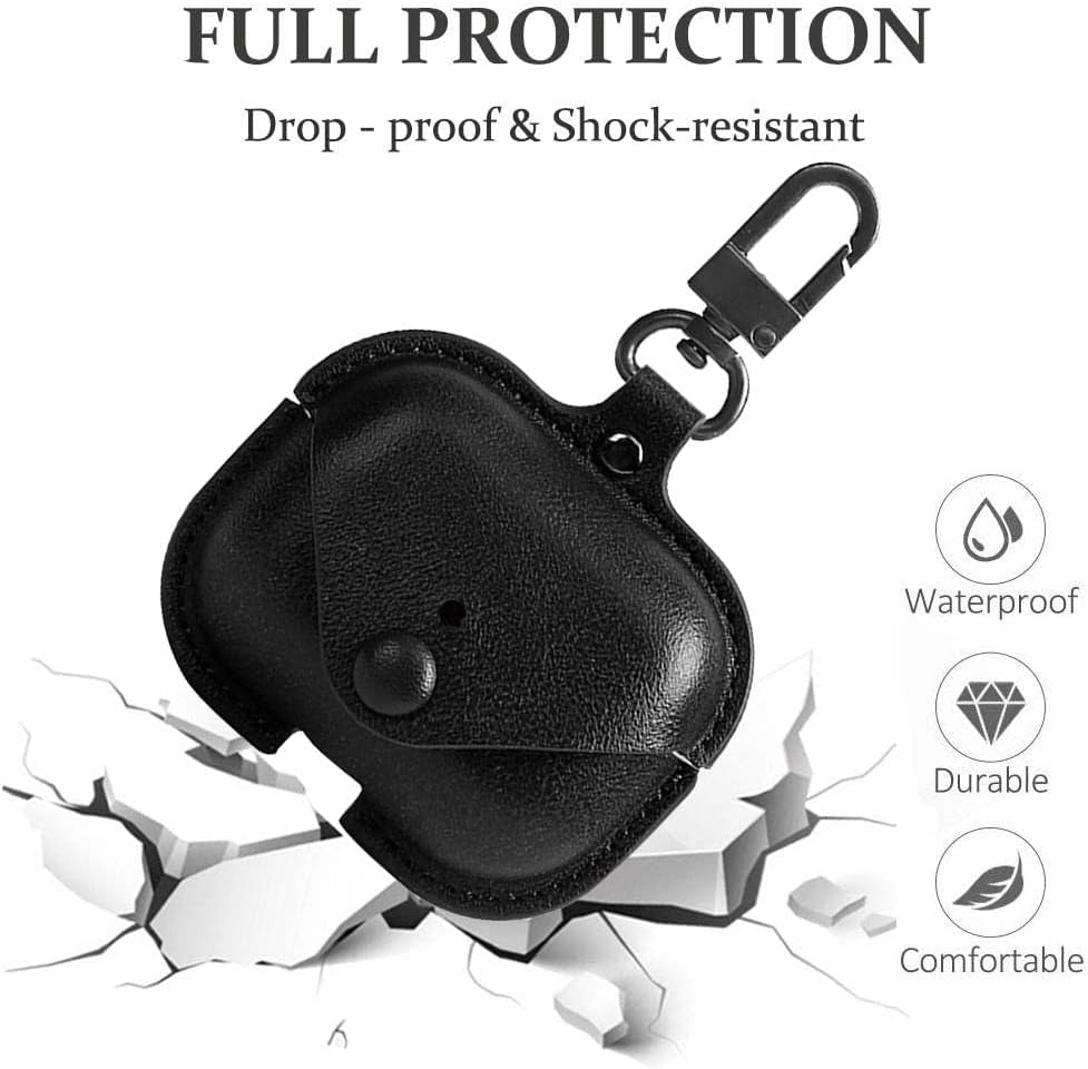 Genuine Leather Case Compatible with Airpods Pro Case 2Nd/1St Gen (2023/2022/2019),  Protective Cover for Apple Airpods Pro 2/Pro Wireless Charging Case with Keychain and Snap Lock Black