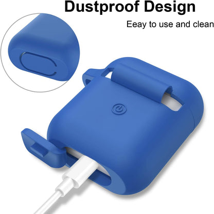 Silicone Case Compatible with Apple Airpods 1&2 Wireless and Wired Charging Case(Front LED Visible),Blue