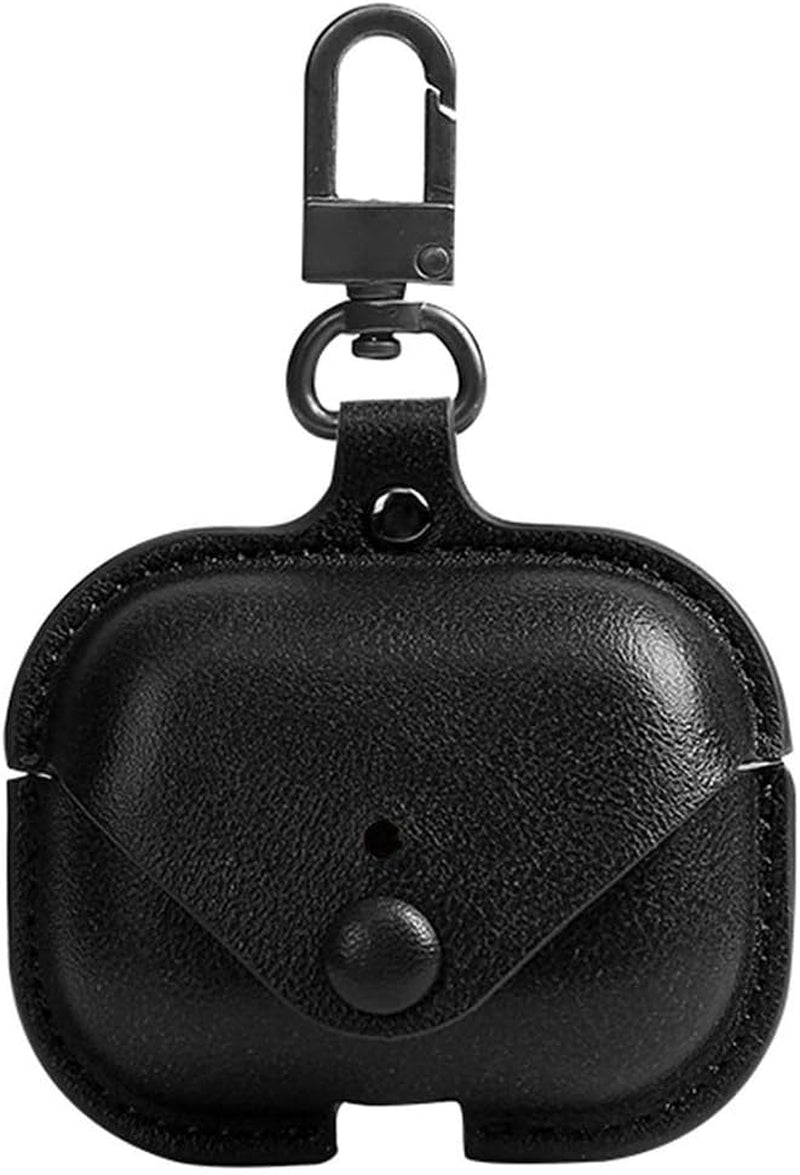 Genuine Leather Case Compatible with Airpods Pro Case 2Nd/1St Gen (2023/2022/2019),  Protective Cover for Apple Airpods Pro 2/Pro Wireless Charging Case with Keychain and Snap Lock Black