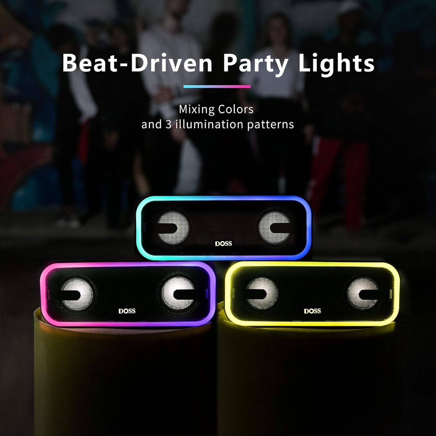 Soundbox Pro+ Bluetooth Speaker with 24W Impressive Sound, Extra Bass, IPX6 Waterproof, 15H Playtime, Wireless Stereo Pairing, Multi-Colors Light, Portable for Outdoor, Home, Party, Beach