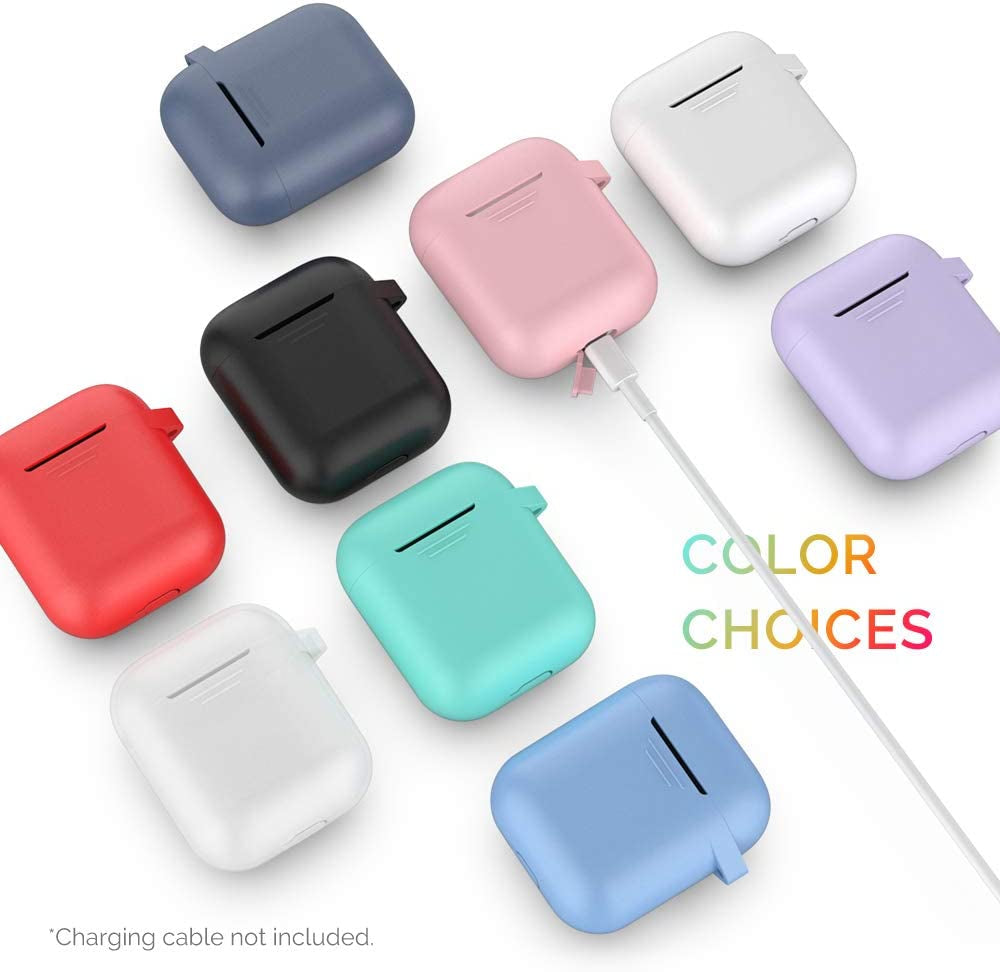 Upgrade Silicone Case Protective Cover [Front LED Visible] Compatible with Apple Airpods 2 & 1 (Navy Blue)