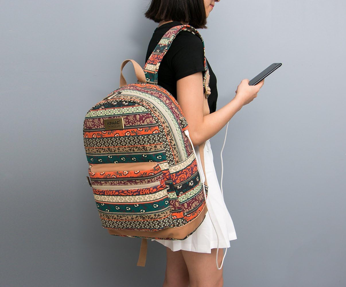 New Bohemian Laptop Backpack with Massage Cushioned Straps Travel Outdoor Backpack for Laptop up to 15.6 Inch