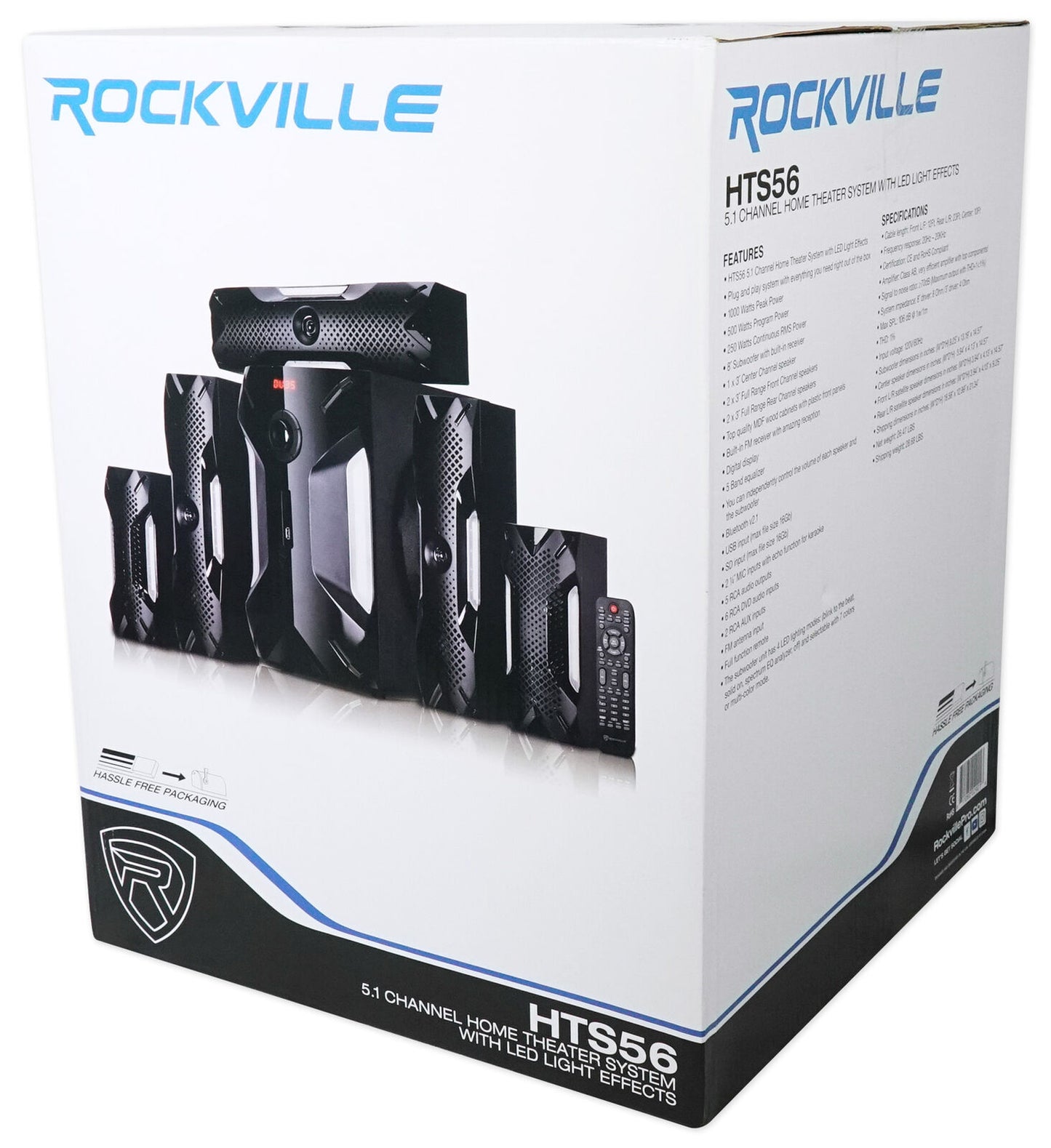 Rockville HTS56 1000W 5.1 Channel Home Theater System/Bluetoo