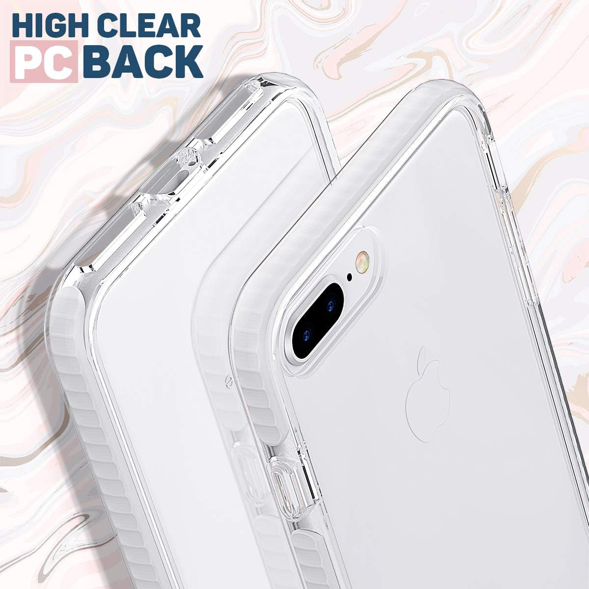 Compatible with Iphone 8 plus Case Compatible with Iphone 7 plus Case Clear Shield Heavy Duty Anti-Yellow Anti-Scratch Shockproof Cover(White)