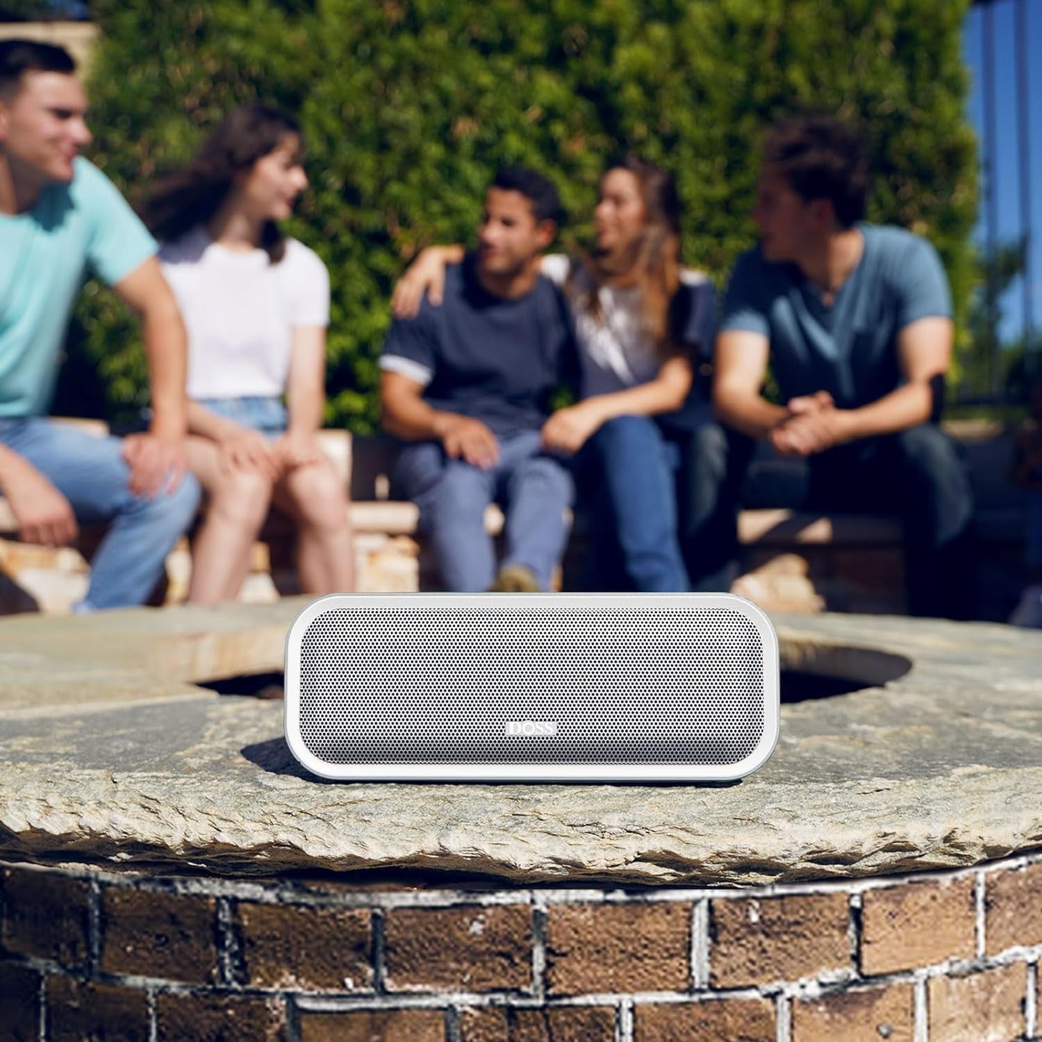 Soundbox Pro+ Bluetooth Speaker with 24W Impressive Sound, Booming Bass, IPX6 Waterproof, 15Hrs Playtime, Wireless Stereo Pairing, Mixed Colors Lights, 66 FT- Grey