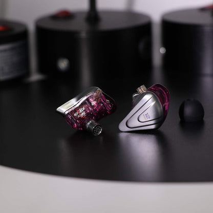 KZ ZSX 5BA+1DD 6 Driver Hybrid In-Ear Hifi Earphones with Zinc Alloy Faceplate, Recessed 2 Pin Detachable Cable for Audiophile Musician (With Mic, Purple)