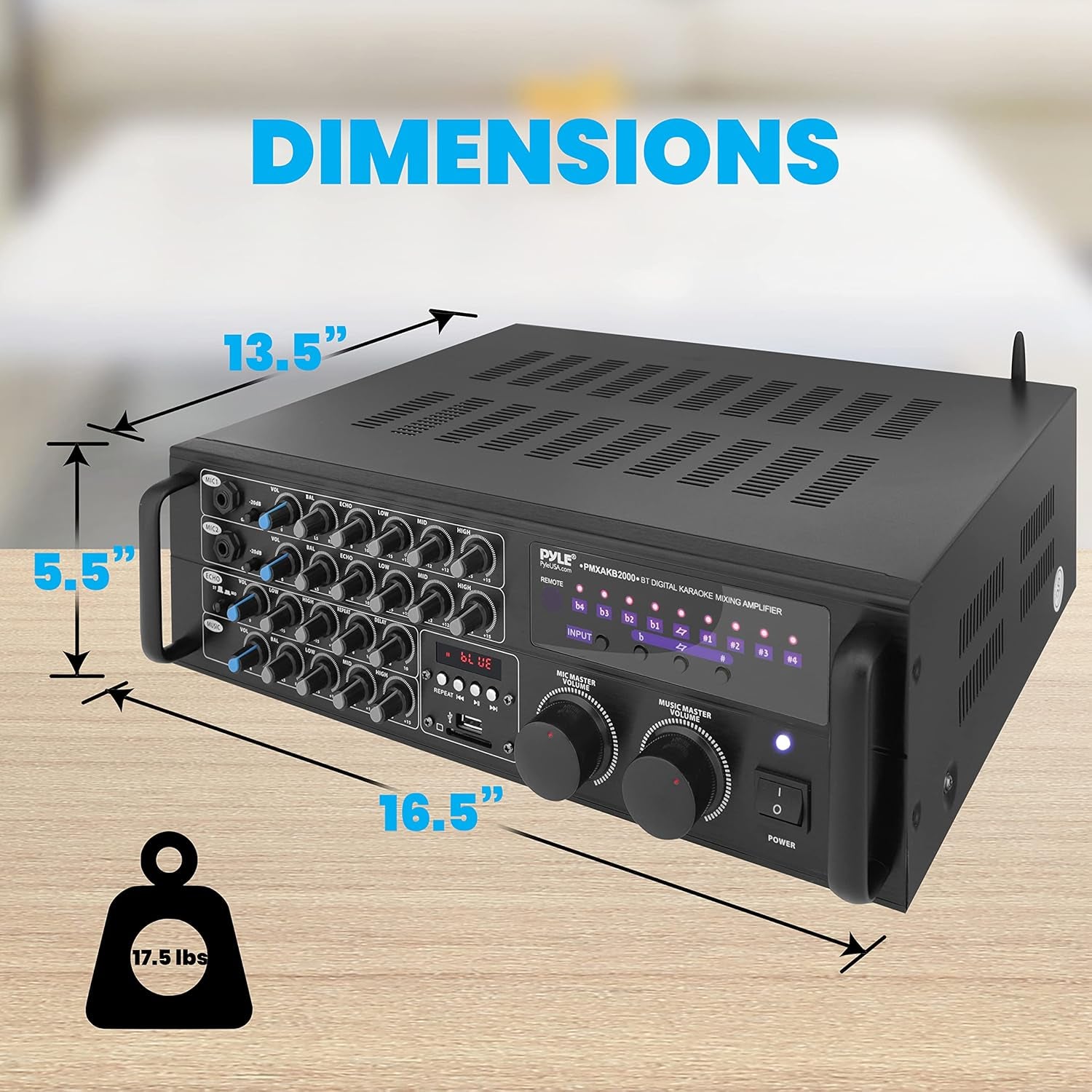 Dual Channel Bluetooth Mixing Amplifier - 2000W Rack Mount Karaoke Sound Mixer Audio Home Stereo Receiver Box System W/ RCA, USB, AUX - for Speaker, PA, Home Theater, Studio/Stage - PMXAKB2000