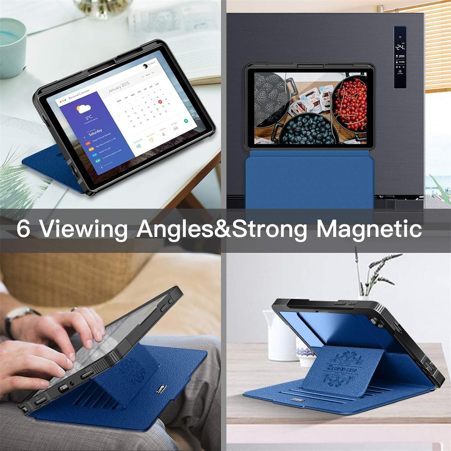 for Samsung Galaxy Tab A7 10.4 Inch Tablet 2020 (SM-T500/505/507), [6 Magnetic Stand Angles] Heavy Duty Highly Protective & Shock Absorption Cover with Auto Wake/Sleep, Navyblue