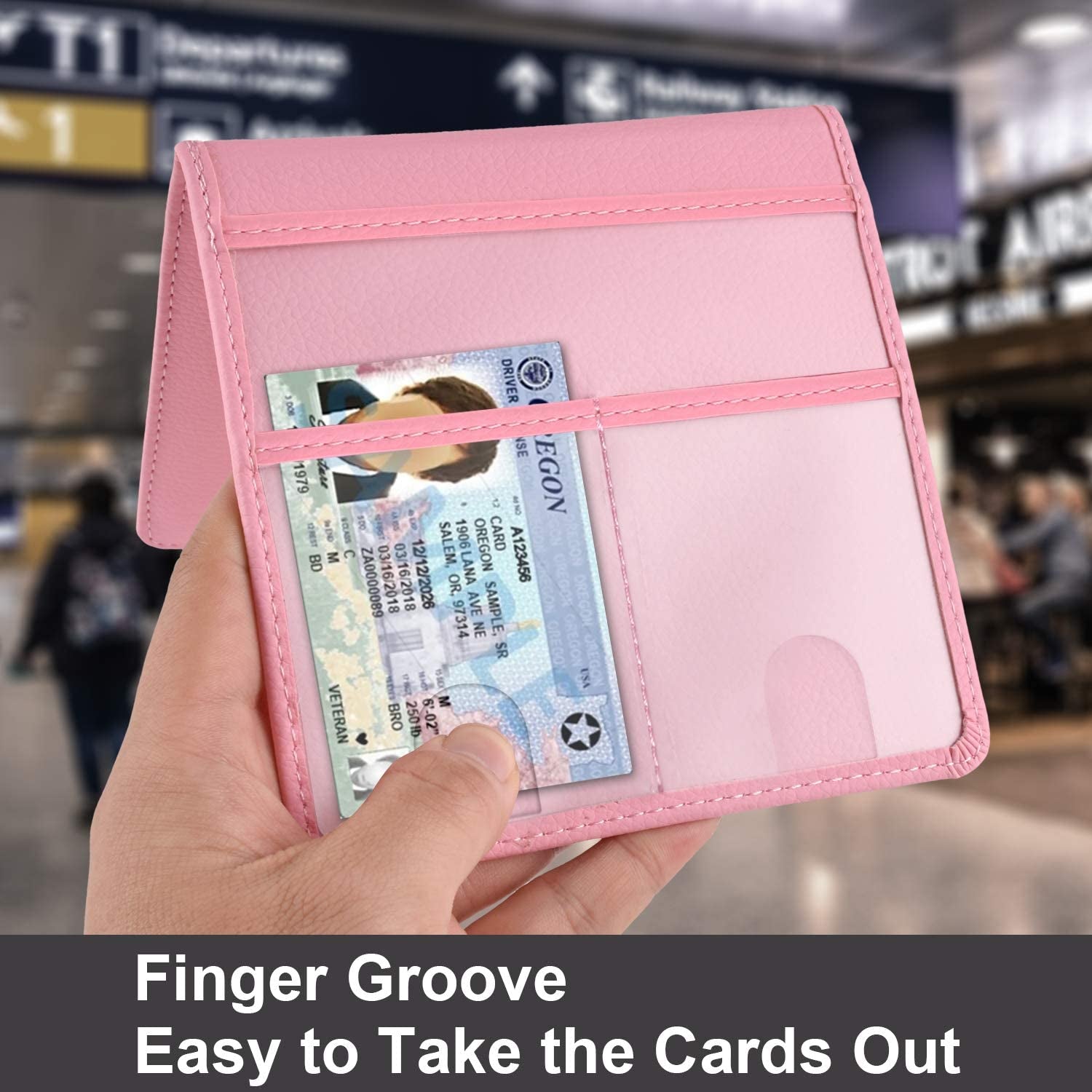 Car Registration and Insurance Holder, Vehicle Glove Box Car Organizer Men Women Wallet Accessories Case for Cards, Essential Document, Driver License, Pink
