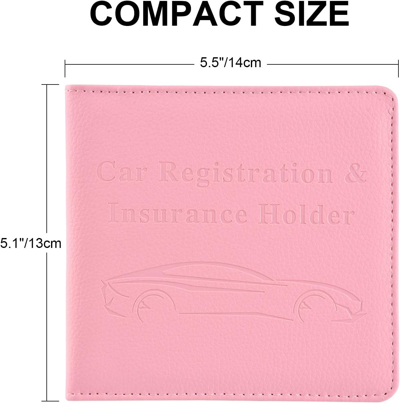 Car Registration and Insurance Holder, Vehicle Glove Box Car Organizer Men Women Wallet Accessories Case for Cards, Essential Document, Driver License, Pink