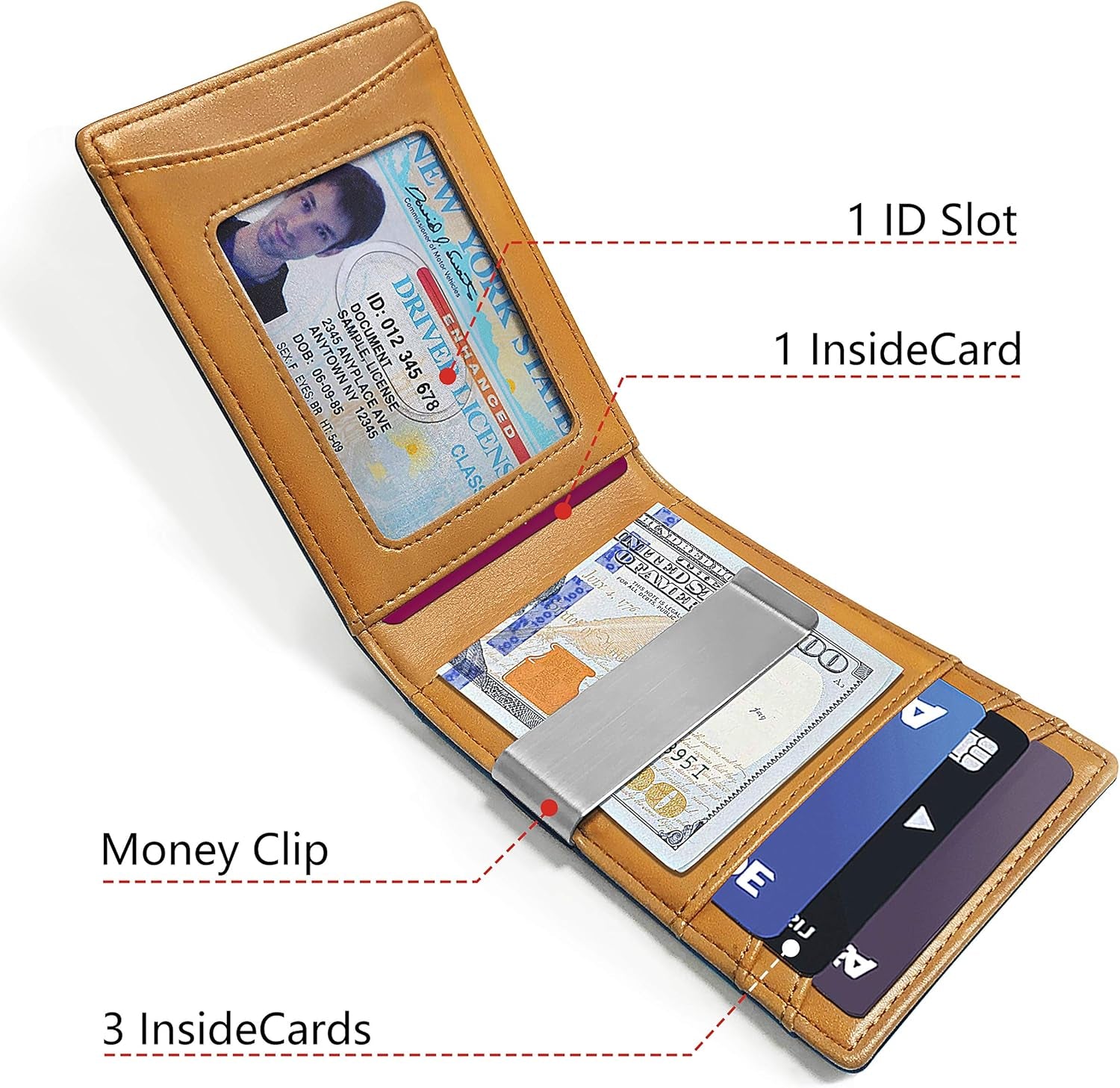 Slim Wallet Money Clip, Mens Front Pocket Wallet for Men 8 Cards 3"X4.25",Rfid Blocking,Gift Boxed