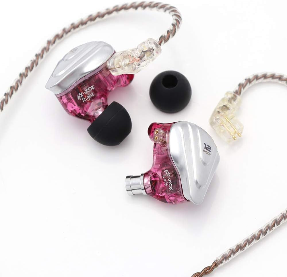 KZ ZSX 5BA+1DD 6 Driver Hybrid In-Ear Hifi Earphones with Zinc Alloy Faceplate, Recessed 2 Pin Detachable Cable for Audiophile Musician (With Mic, Purple)