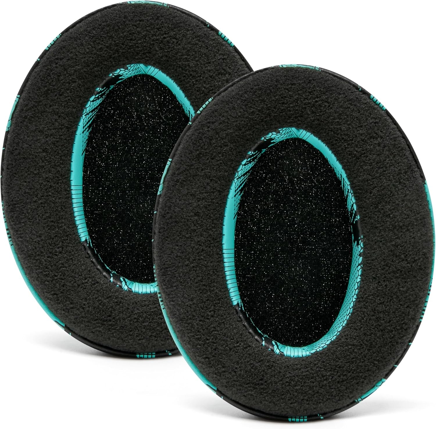 Padz Velour - the Ultimate Upgraded Earpads by Wicked Cushions - Compatible with Audio Technica, Hyperx, Steelseries Arctis - Extra Thick - Bigger Opening - Soft Memory Foam | (Speed Racer Cyan)