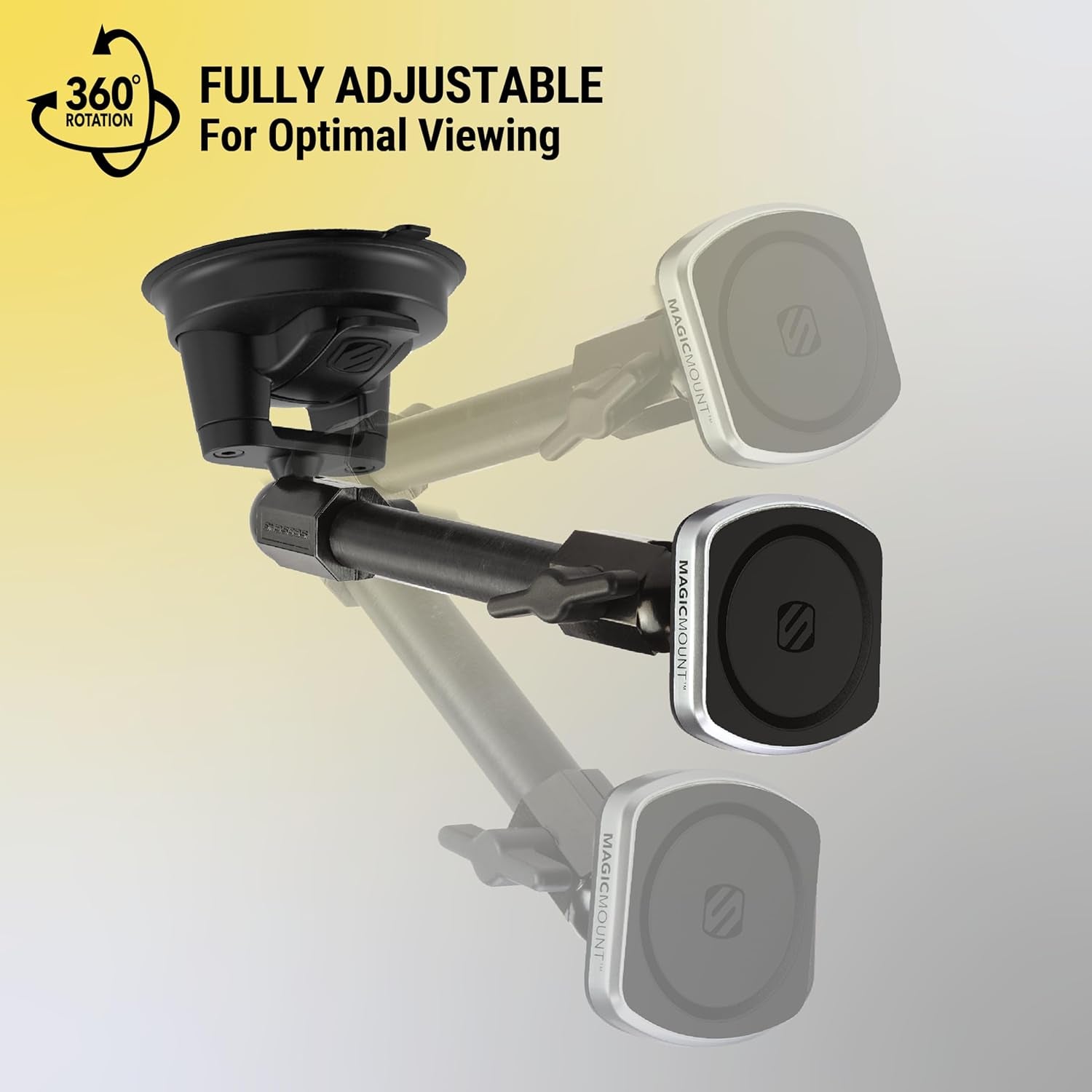 MP2WDLHD Magicmount™ Pro2 XL Heavy Duty, Strong Suction Cup Cell Phone Mount, Long Arm Windshield/Dashboard Phone Holder with Anti-Shake Stabilizer for Iphone, Android, Tablet, Car, Truck