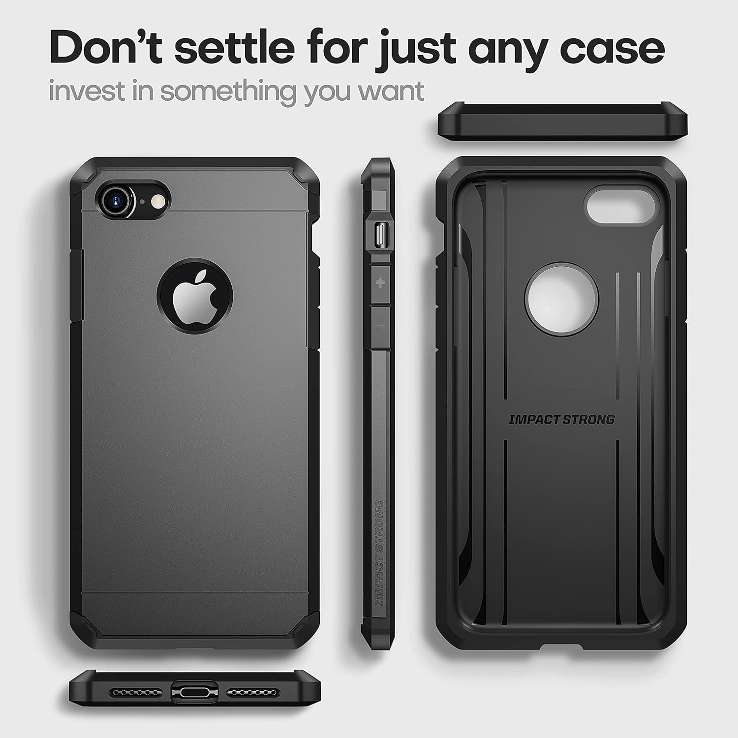 for Iphone 7 Case/Iphone 8 Case, Heavy Duty Dual Layer Protection Cover (Gun Black)